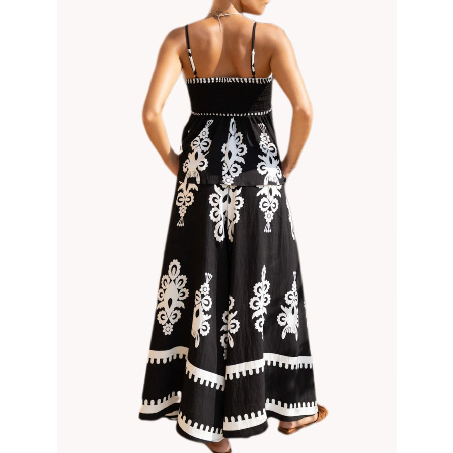 Full Size Printed Cami and Wide Leg Pants Set Plus Apparel Accessories