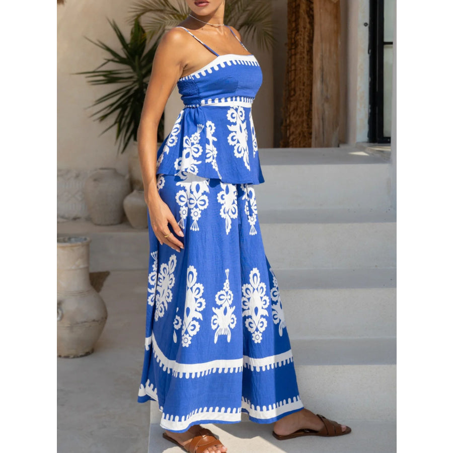 Full Size Printed Cami and Wide Leg Pants Set Plus Apparel Accessories