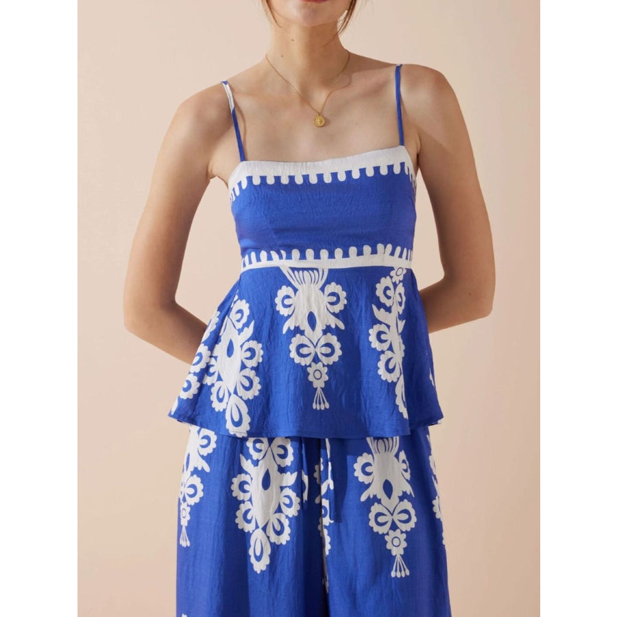 Full Size Printed Cami and Wide Leg Pants Set Plus Apparel Accessories