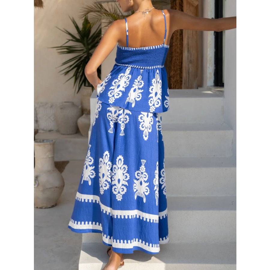 Full Size Printed Cami and Wide Leg Pants Set Plus Apparel Accessories