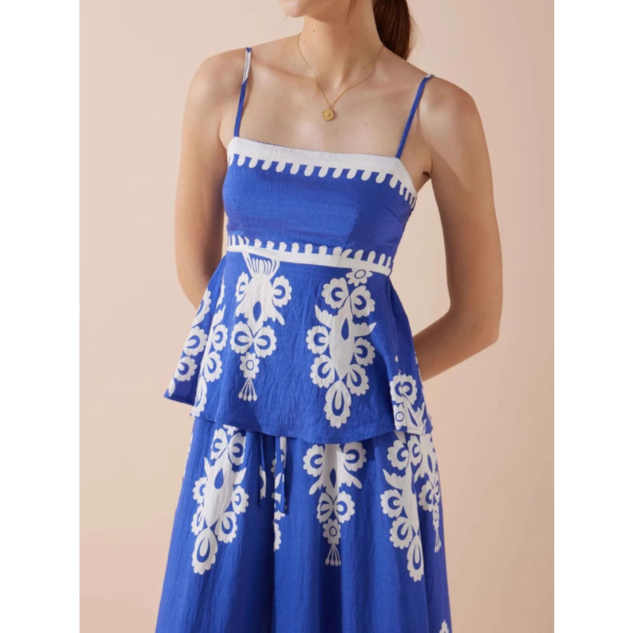 Full Size Printed Cami and Wide Leg Pants Set Plus Apparel Accessories