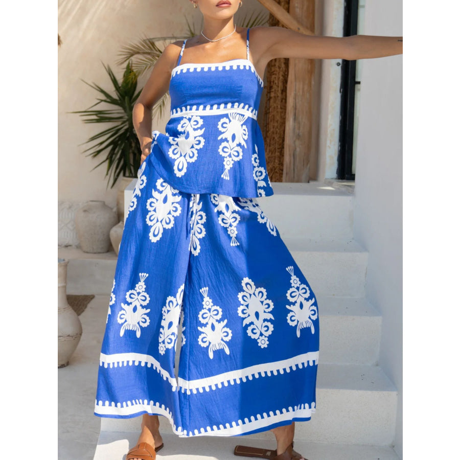 Full Size Printed Cami and Wide Leg Pants Set Plus Apparel Accessories