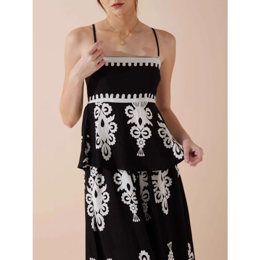 Full Size Printed Cami and Wide Leg Pants Set Plus Apparel Accessories