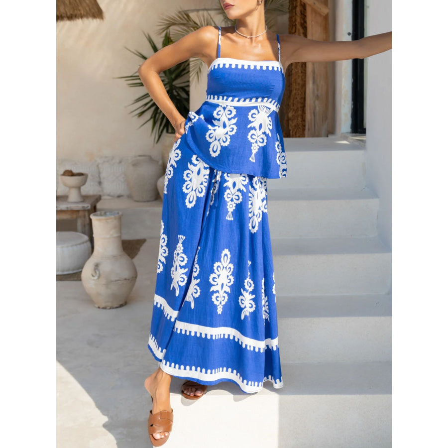 Full Size Printed Cami and Wide Leg Pants Set Plus Apparel Accessories