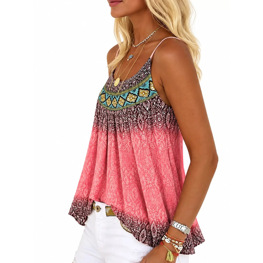 Full Size Printed Scoop Neck Cami Plus Apparel and Accessories