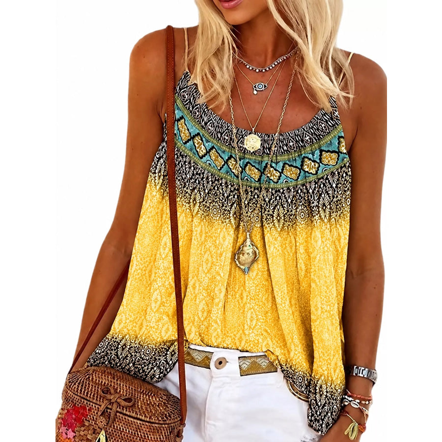Full Size Printed Scoop Neck Cami Plus Apparel and Accessories