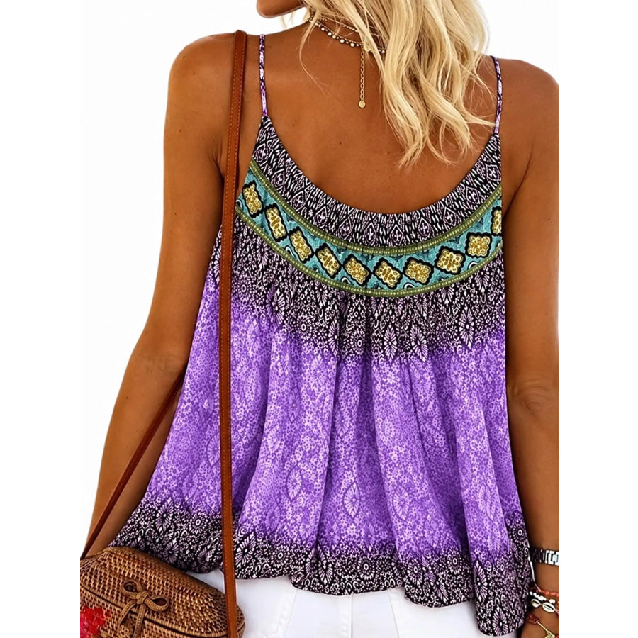 Full Size Printed Scoop Neck Cami Plus Apparel and Accessories