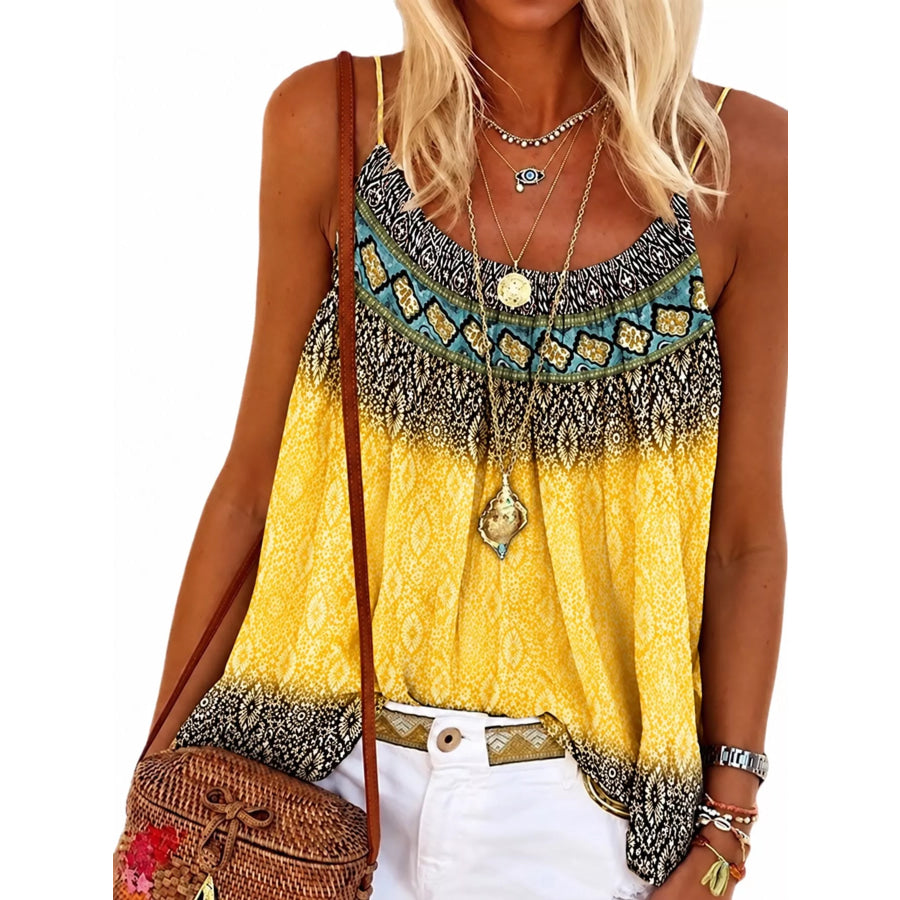 Full Size Printed Scoop Neck Cami Plus Apparel and Accessories