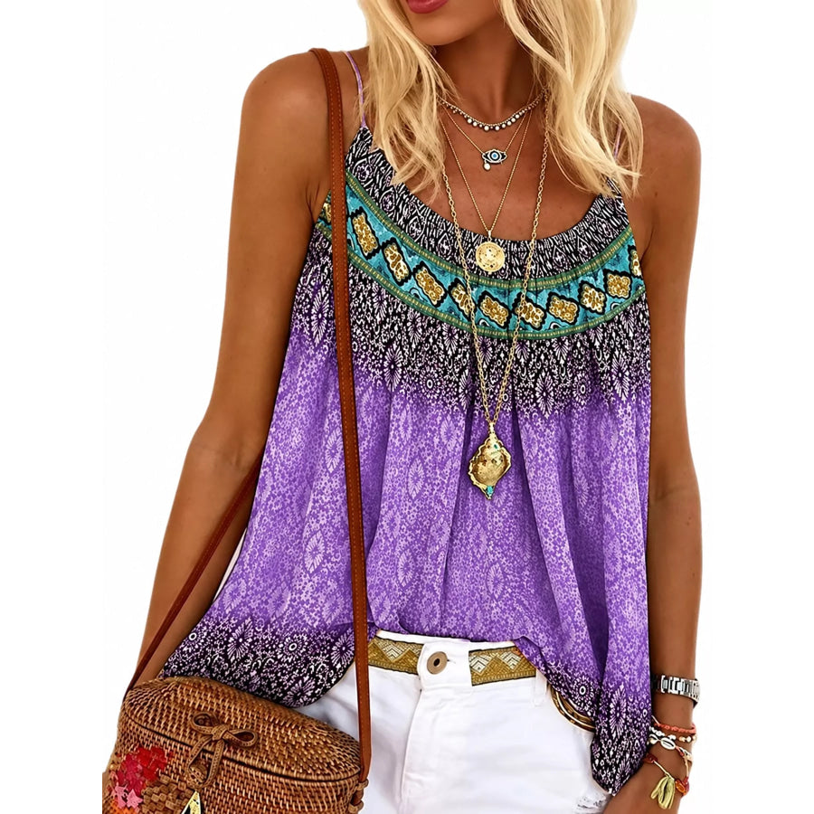 Full Size Printed Scoop Neck Cami Plus Apparel and Accessories