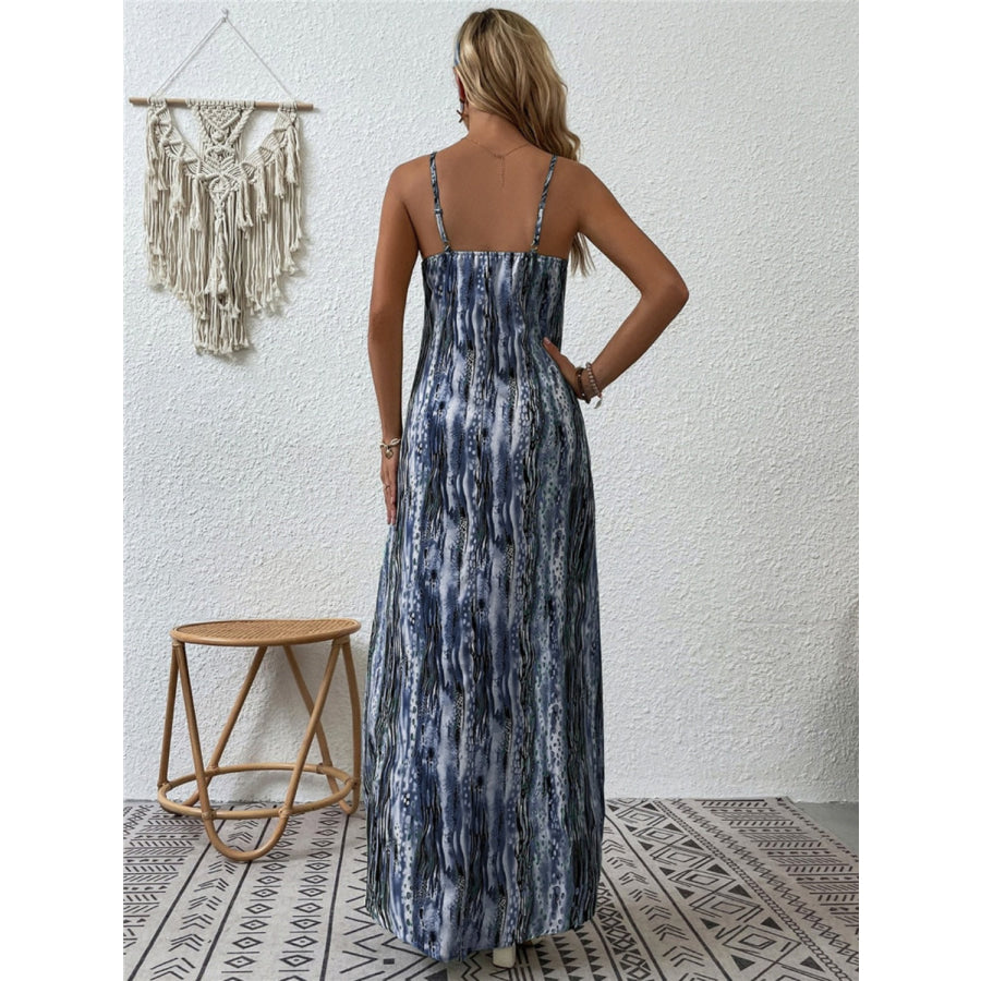 Full Size Printed Scoop Neck Maxi Cami Dress Apparel and Accessories