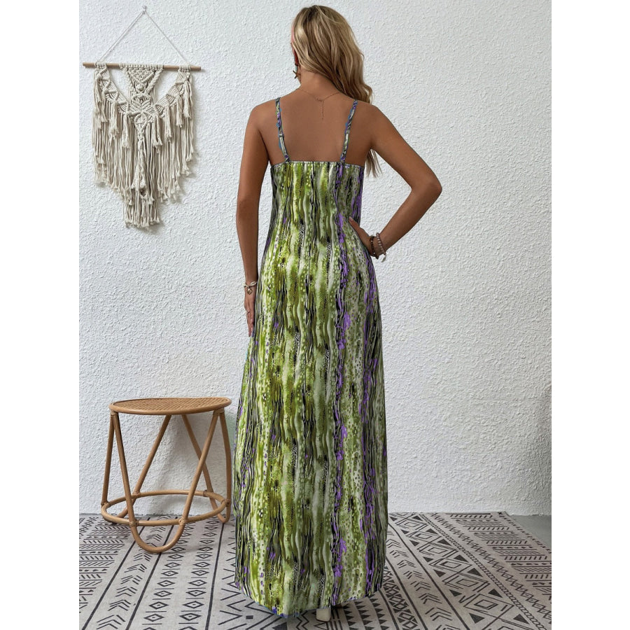 Full Size Printed Scoop Neck Maxi Cami Dress Apparel and Accessories