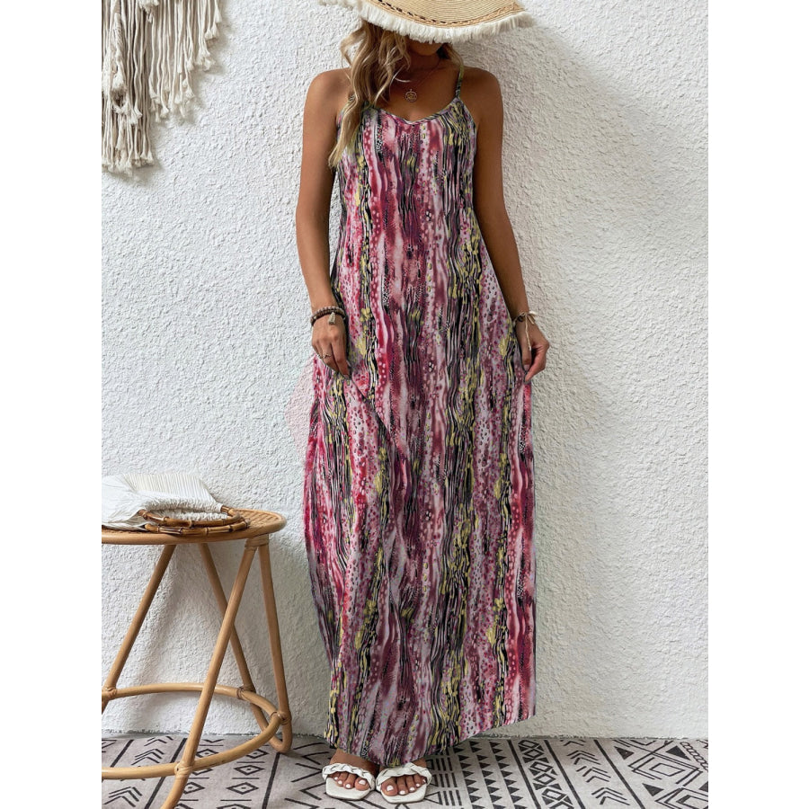 Full Size Printed Scoop Neck Maxi Cami Dress Apparel and Accessories