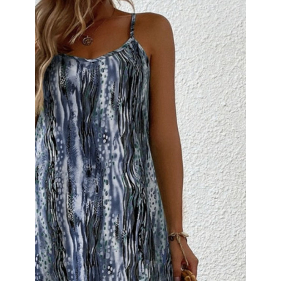 Full Size Printed Scoop Neck Maxi Cami Dress Apparel and Accessories