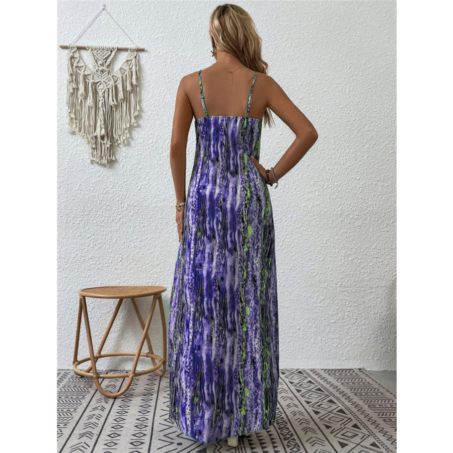 Full Size Printed Scoop Neck Maxi Cami Dress Apparel and Accessories