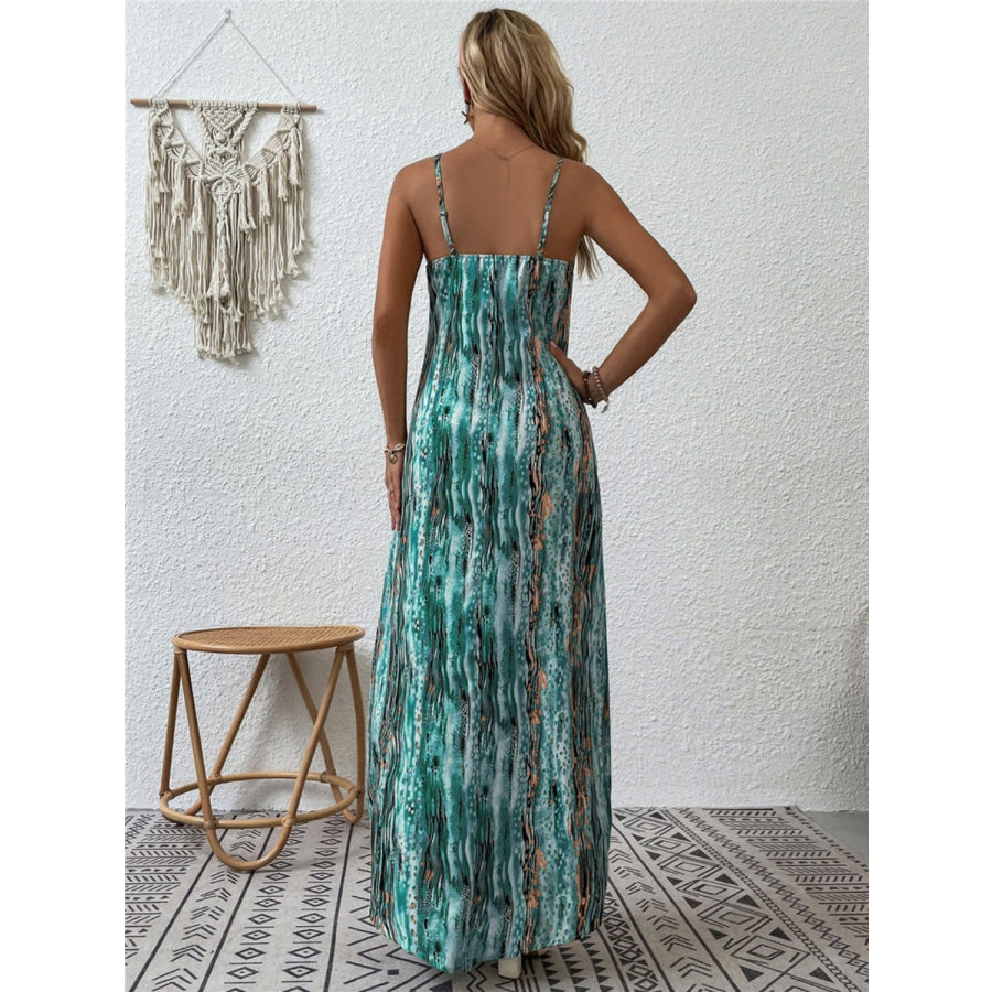 Full Size Printed Scoop Neck Maxi Cami Dress Apparel and Accessories