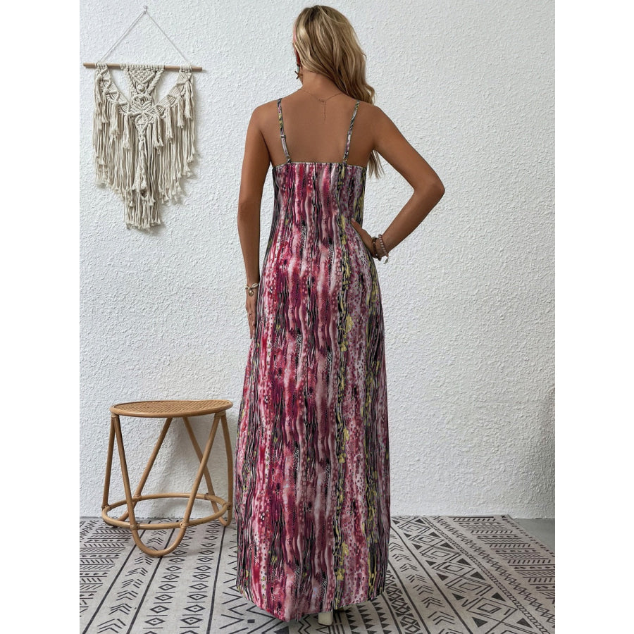 Full Size Printed Scoop Neck Maxi Cami Dress Apparel and Accessories