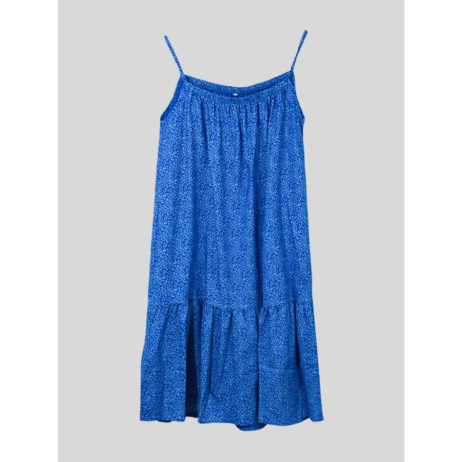 Full Size Printed Sleeveless Mini Cami Dress Ultra marine / S Apparel and Accessories