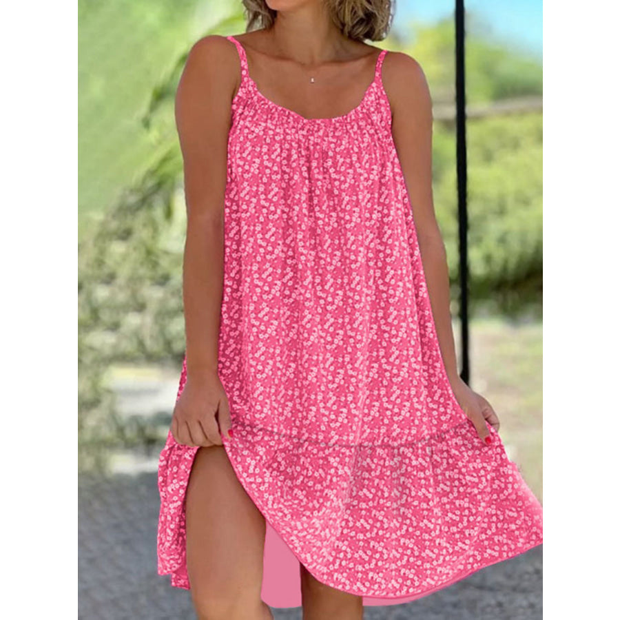 Full Size Printed Sleeveless Mini Cami Dress Fuchsia Pink / S Apparel and Accessories