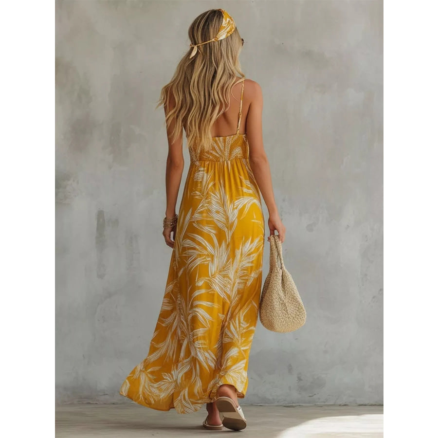 Full Size Printed Spaghetti Strap Maxi Dress Plus Size Apparel and Accessories