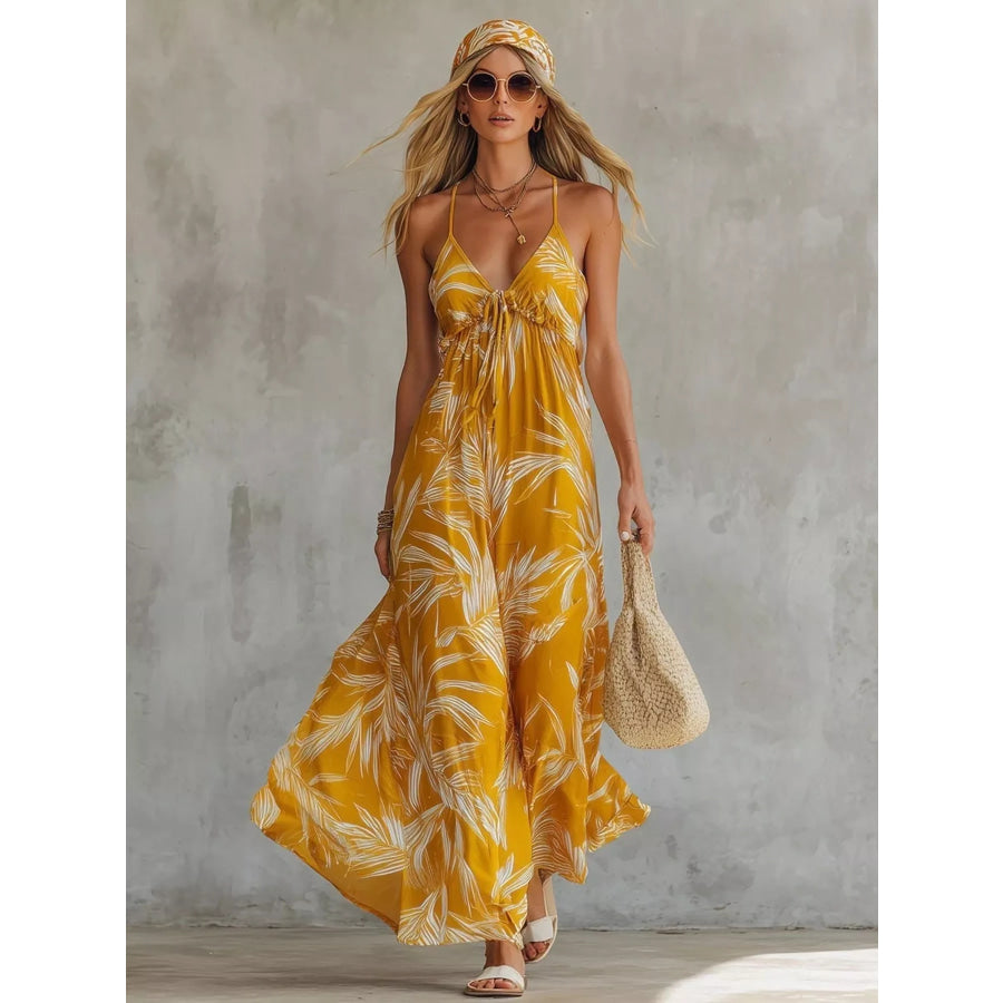 Full Size Printed Spaghetti Strap Maxi Dress Plus Size Apparel and Accessories