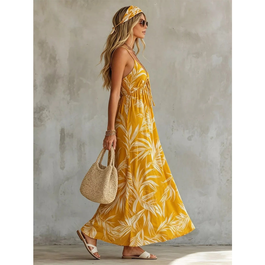 Full Size Printed Spaghetti Strap Maxi Dress Plus Size Apparel and Accessories