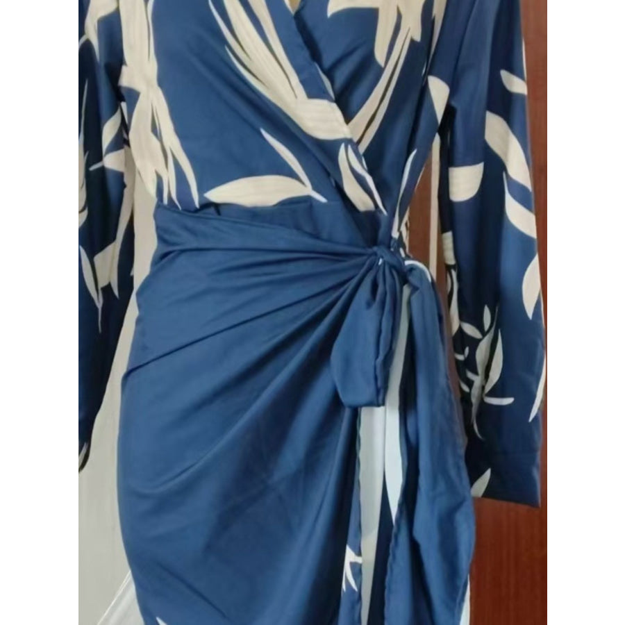 Full Size Printed Tied Wrap Midi Dress Plus Size Apparel and Accessories
