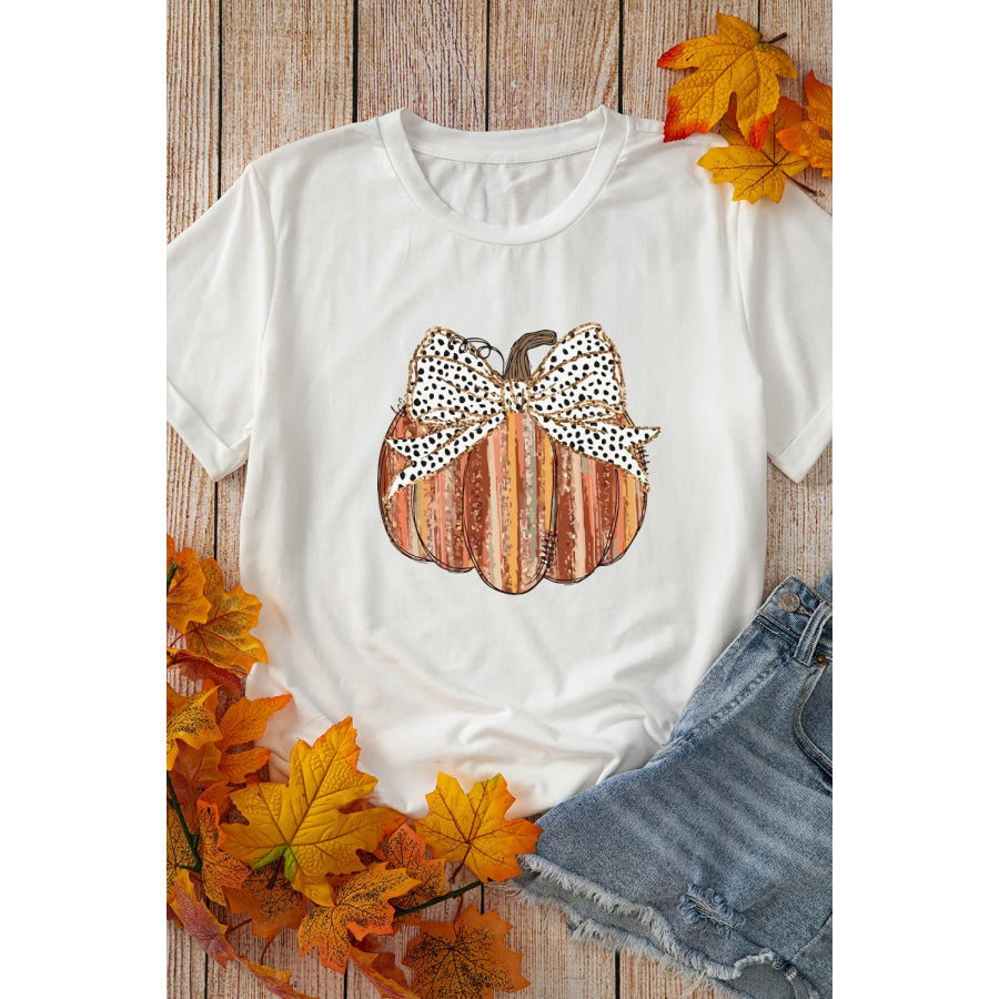 Full Size Pumpkin Round Neck Short Sleeve T-Shirt Apparel and Accessories