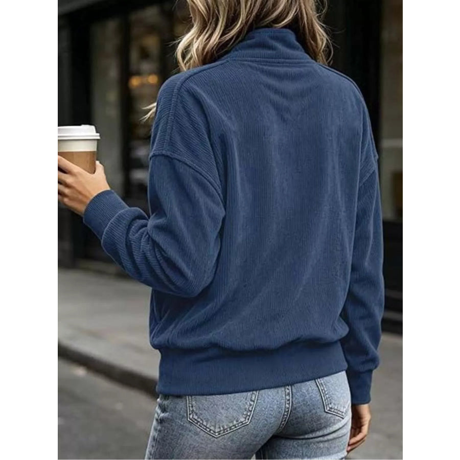 Full Size Quarter Snap Kangaroo Pocket Sweatshirt Plus Apparel and Accessories