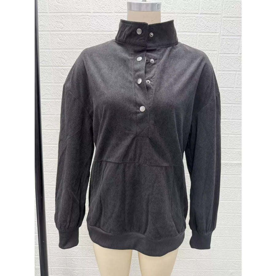 Full Size Quarter-Snap Sweatshirt with Kangaroo Pocket Plus Apparel and Accessories