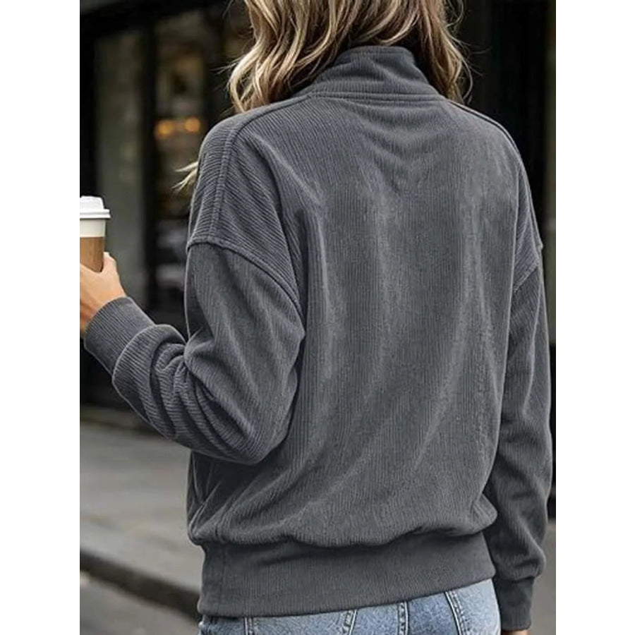 Full Size Quarter-Snap Sweatshirt with Kangaroo Pocket Plus Apparel and Accessories