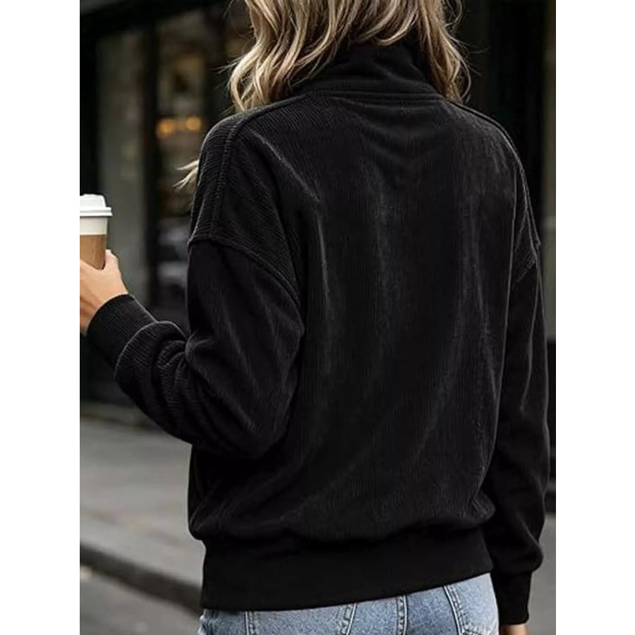 Full Size Quarter-Snap Sweatshirt with Kangaroo Pocket Plus Apparel and Accessories