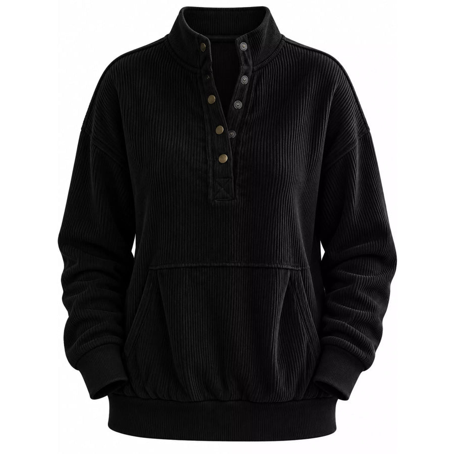 Full Size Quarter-Snap Sweatshirt with Kangaroo Pocket Plus Apparel and Accessories