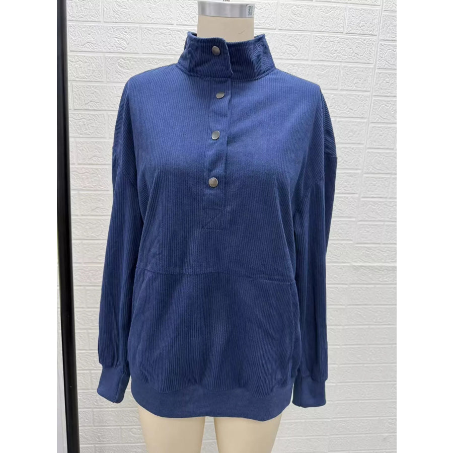 Full Size Quarter-Snap Sweatshirt with Kangaroo Pocket Plus Apparel and Accessories