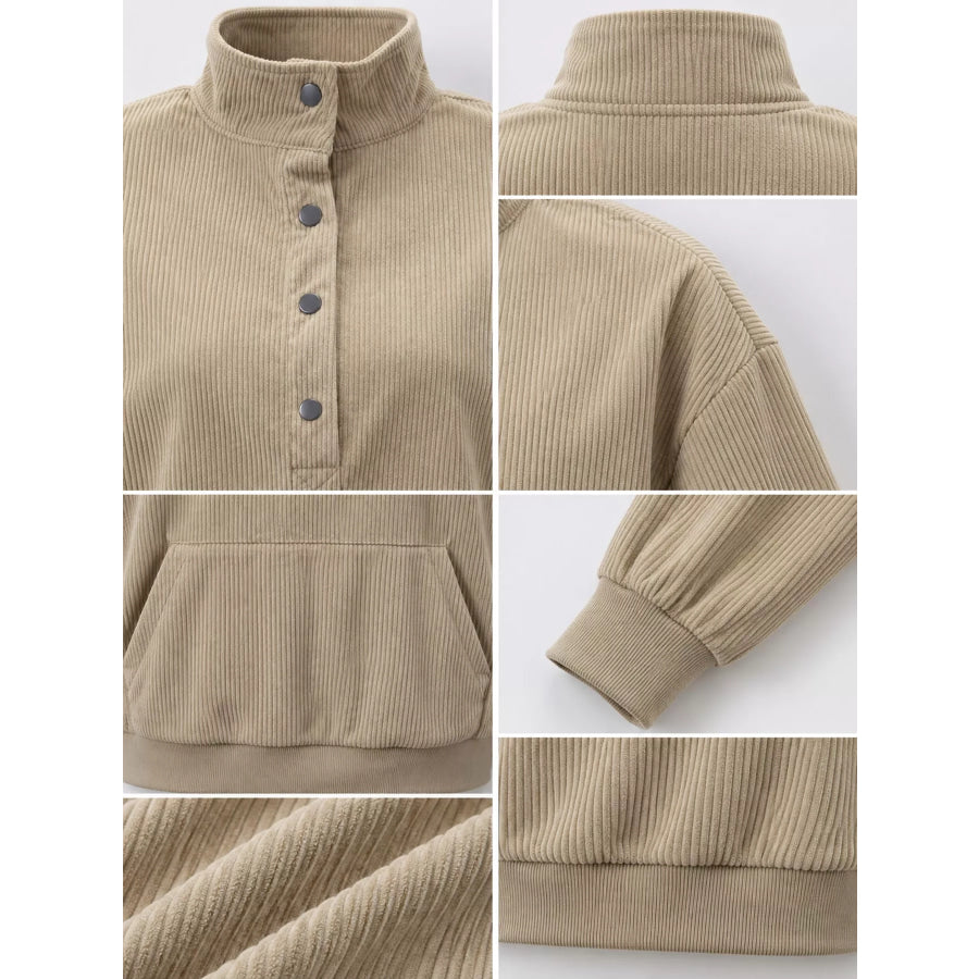 Full Size Quarter-Snap Sweatshirt with Kangaroo Pocket Plus Apparel and Accessories