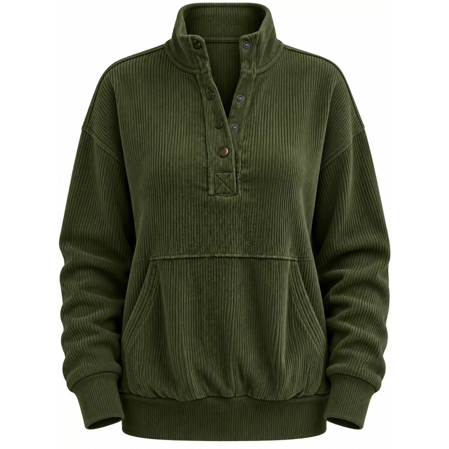 Full Size Quarter-Snap Sweatshirt with Kangaroo Pocket Plus Apparel and Accessories