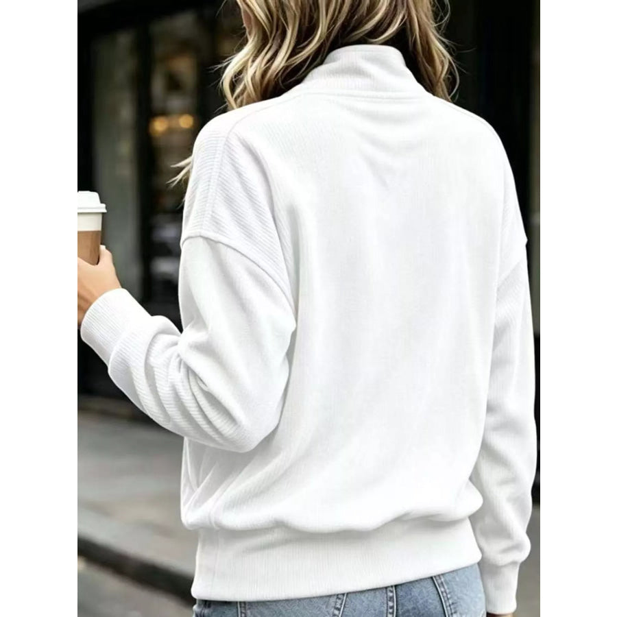 Full Size Quarter-Snap Sweatshirt with Kangaroo Pocket Plus Apparel and Accessories