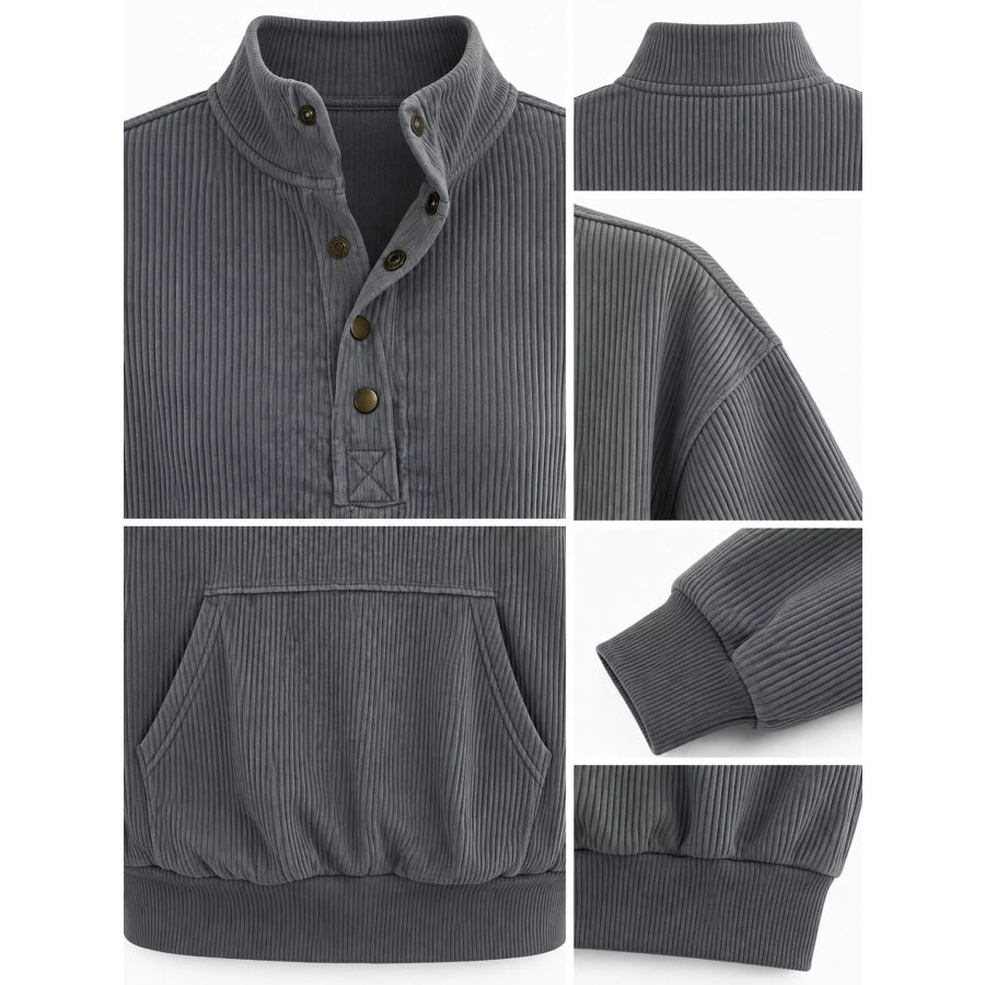 Full Size Quarter-Snap Sweatshirt with Kangaroo Pocket Plus Apparel and Accessories