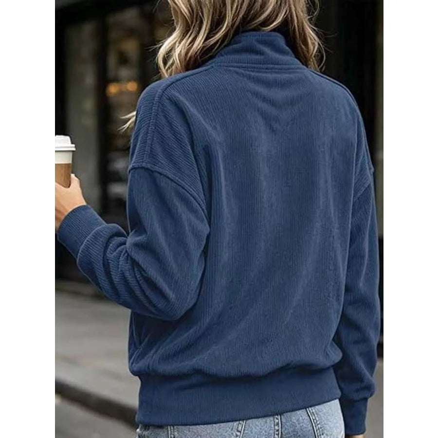 Full Size Quarter-Snap Sweatshirt with Kangaroo Pocket Plus Apparel and Accessories