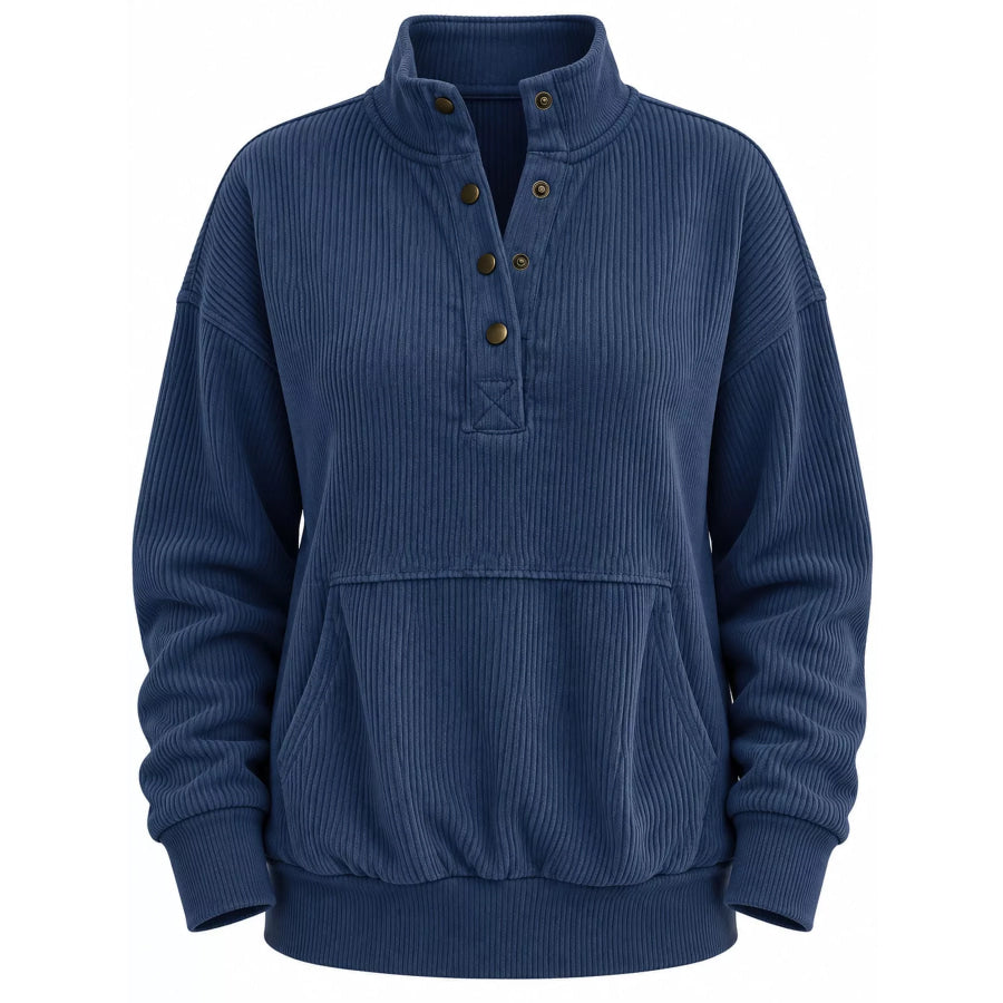 Full Size Quarter-Snap Sweatshirt with Kangaroo Pocket Plus Apparel and Accessories
