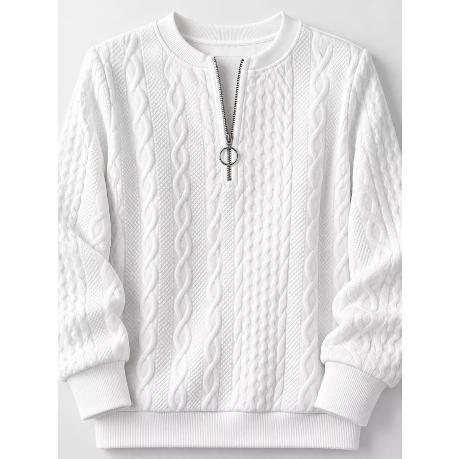 Full Size Quarter-Zip Cable Knit Sweatshirt Plus Apparel and Accessories