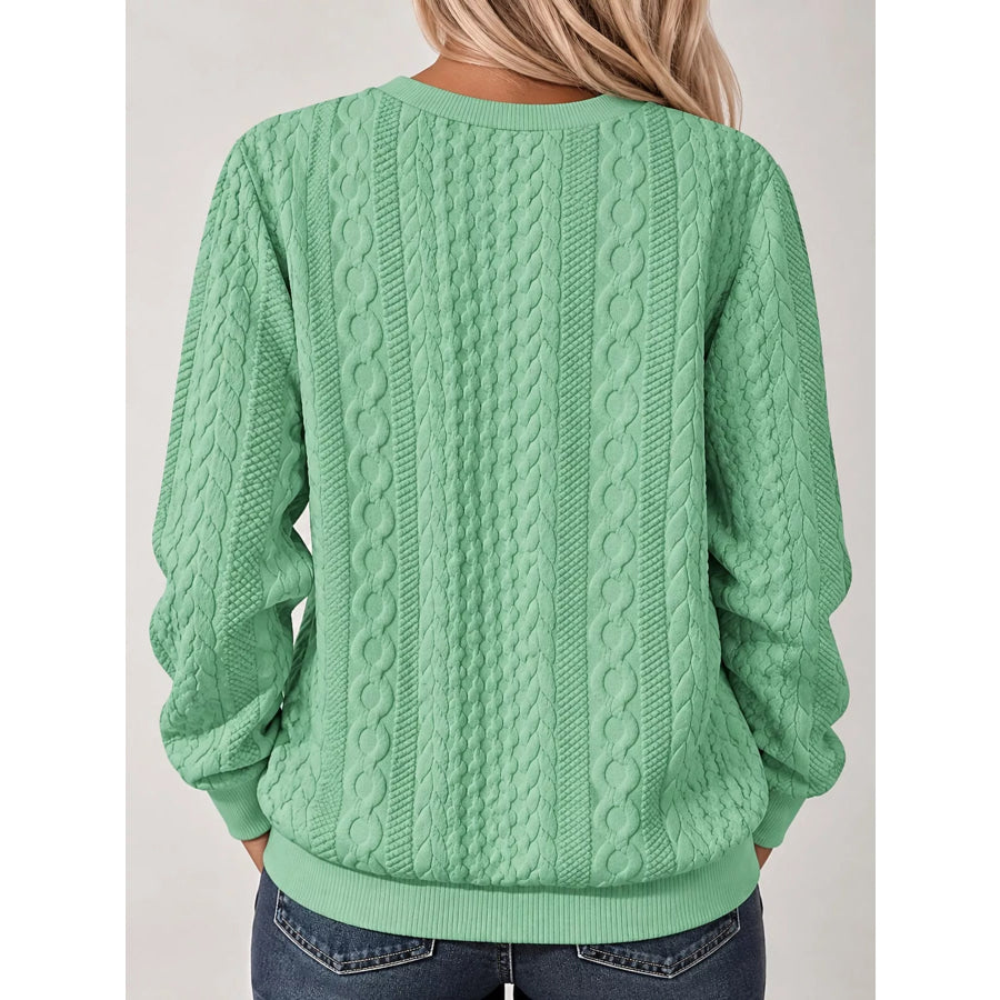 Full Size Quarter-Zip Cable Knit Sweatshirt Plus Apparel and Accessories