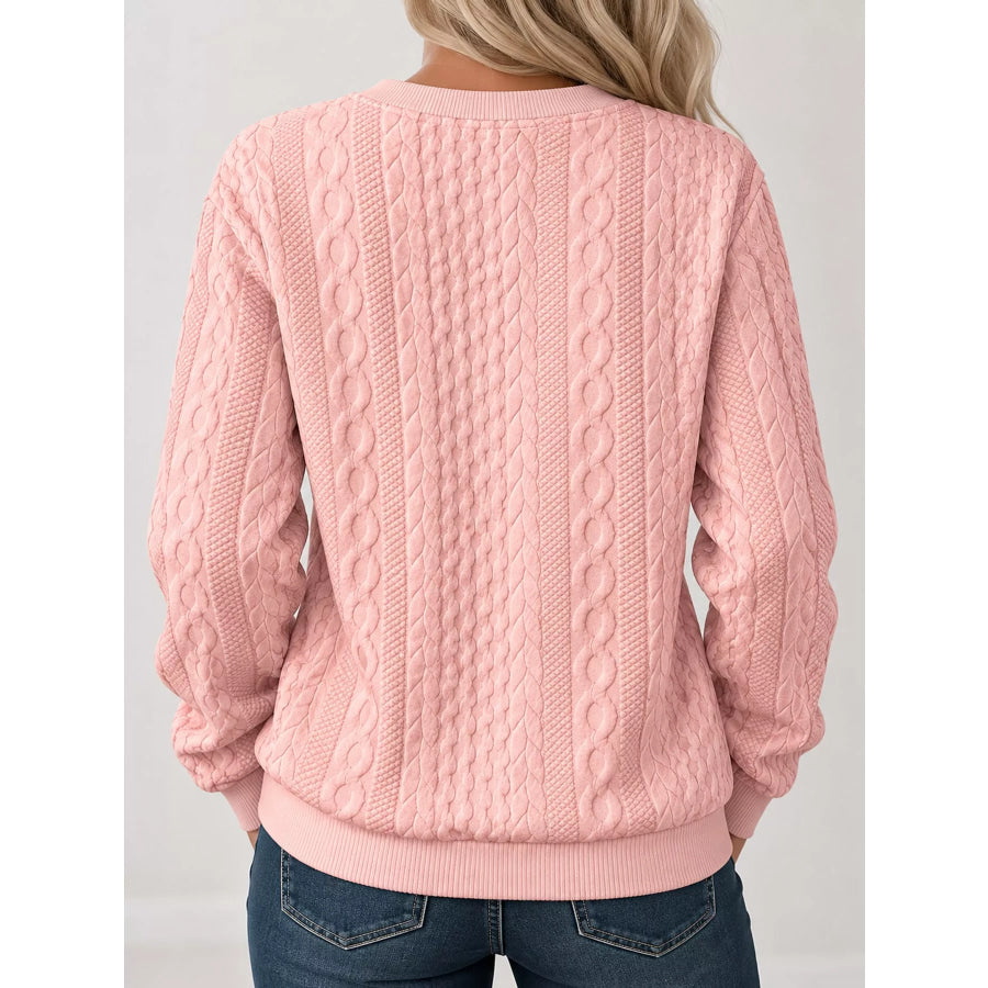 Full Size Quarter-Zip Cable Knit Sweatshirt Plus Apparel and Accessories
