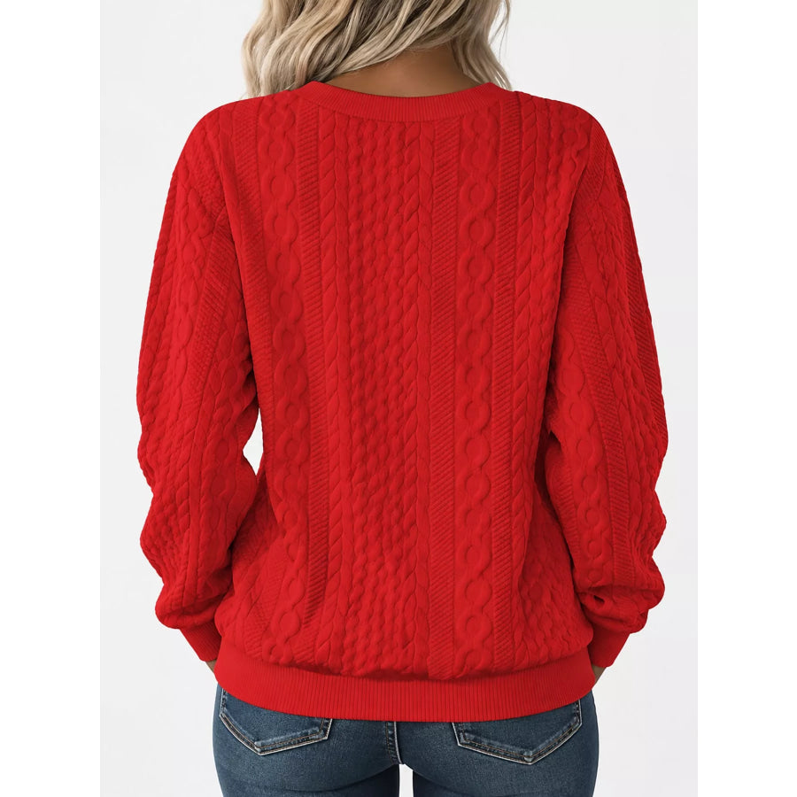 Full Size Quarter-Zip Cable Knit Sweatshirt Plus Apparel and Accessories