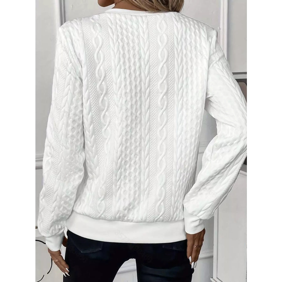 Full Size Quarter-Zip Cable Knit Sweatshirt Plus Apparel and Accessories