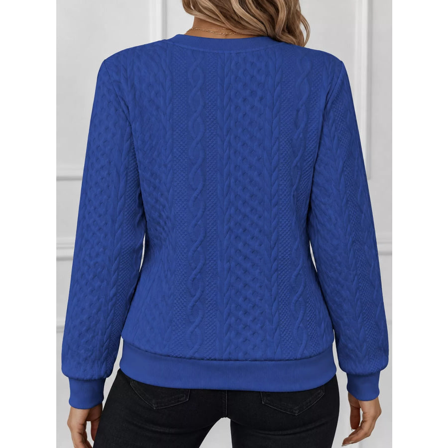 Full Size Quarter-Zip Cable Knit Sweatshirt Plus Apparel and Accessories