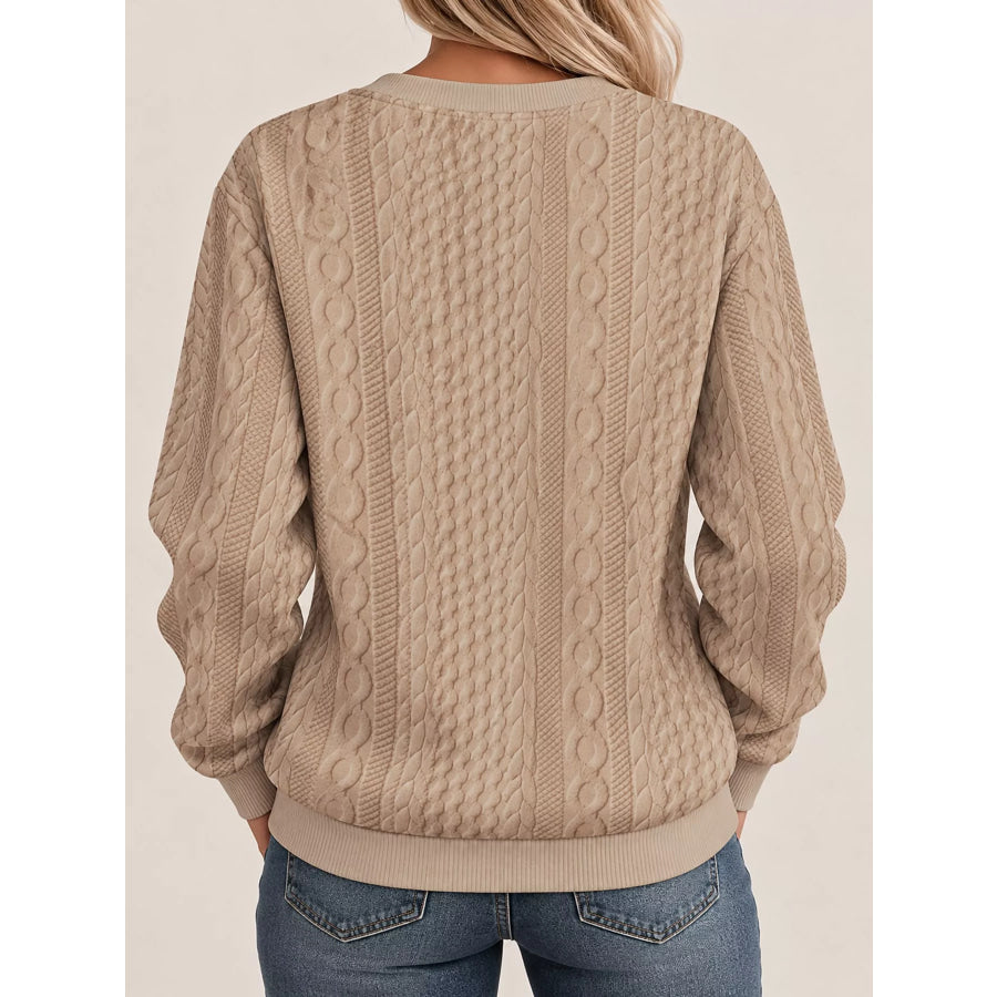 Full Size Quarter-Zip Cable Knit Sweatshirt Plus Apparel and Accessories