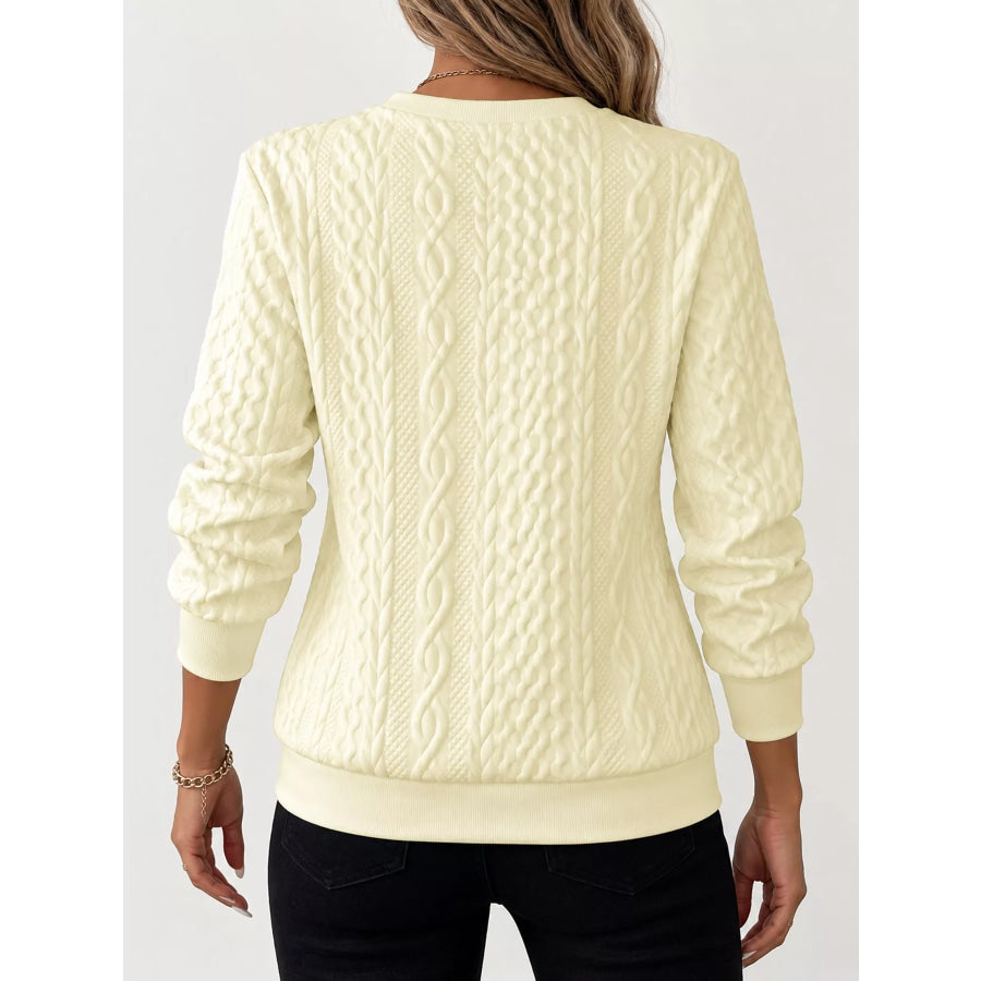 Full Size Quarter-Zip Cable Knit Sweatshirt Plus Apparel and Accessories