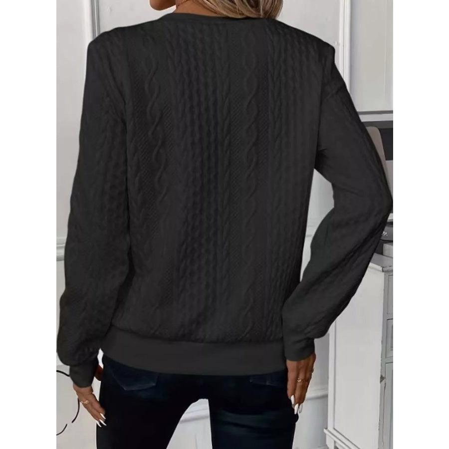 Full Size Quarter-Zip Cable Knit Sweatshirt Plus Apparel and Accessories