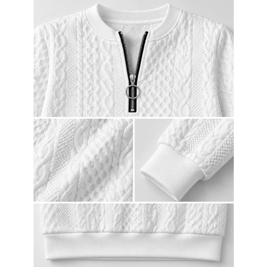 Full Size Quarter-Zip Cable Knit Sweatshirt Plus Apparel and Accessories
