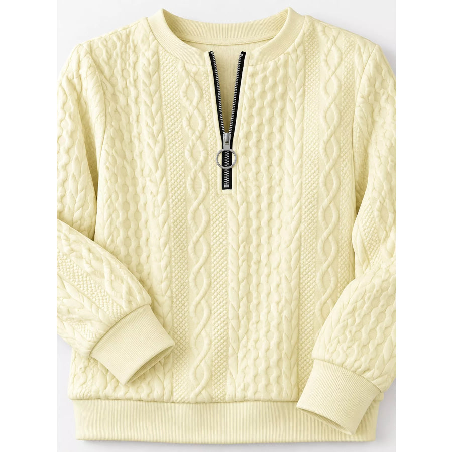 Full Size Quarter-Zip Cable Knit Sweatshirt Plus Apparel and Accessories